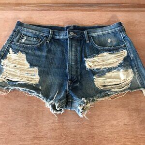 Agolde Parker Cut Off Shorts Women 32 Blue High Rise Button Fly Distressed 18054